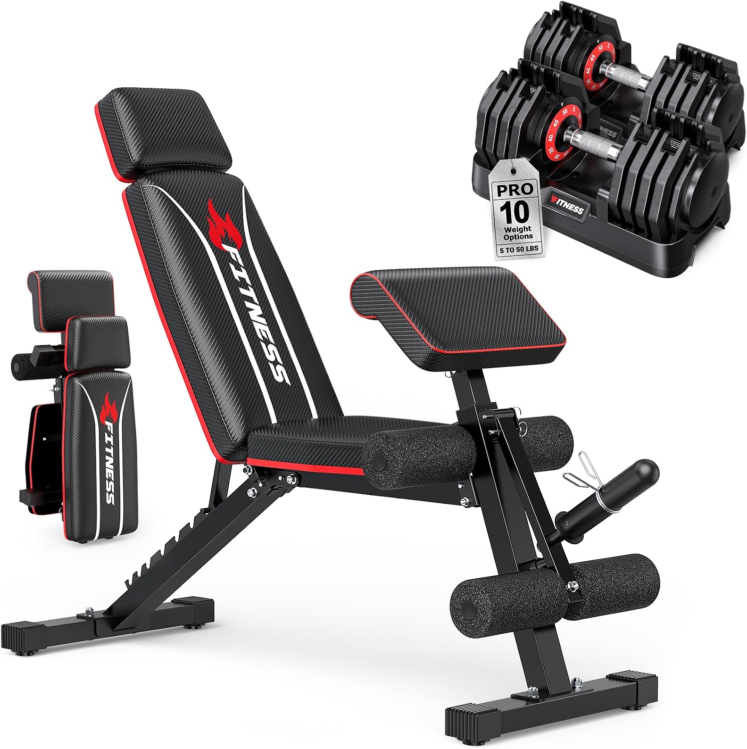 Home Gym Equipment Set - 조절 가능한 덤벨 세트와 운동 벤치,